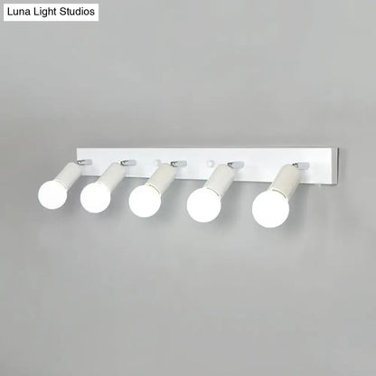 3/4-Head Bedroom Vanity Wall Sconce in Simple Metal Finish with Exposed Bulb - Black/White