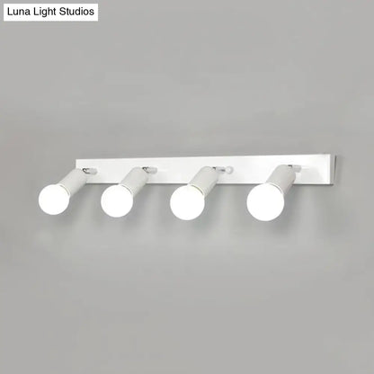3/4-Head Bedroom Vanity Wall Sconce in Simple Metal Finish with Exposed Bulb - Black/White