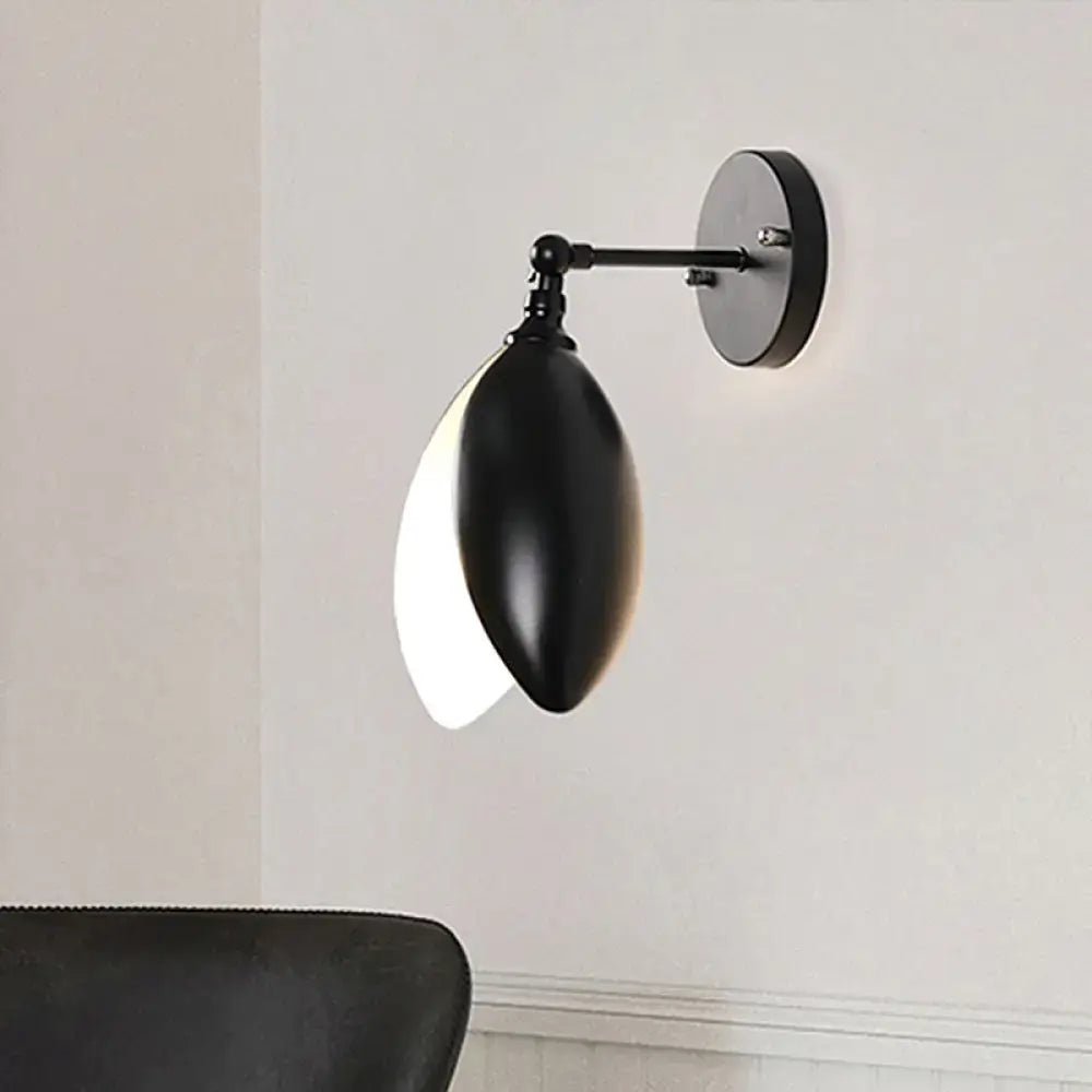 Black Bud Wall Sconce by Decorbites with cast iron design; black and white petal shades on Tampa Home & Garden Store