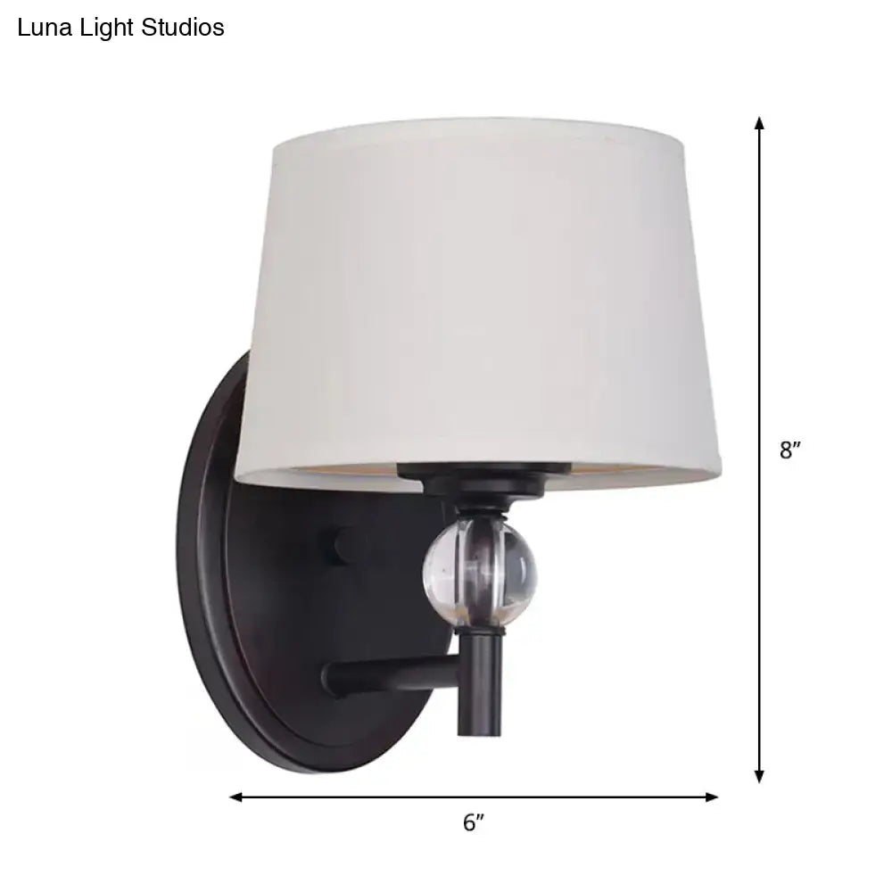White Fabric Wall Sconce Light: Modern Style with Crystal Ball Deco