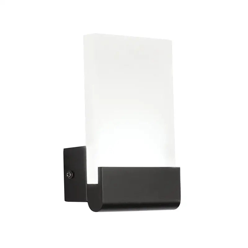 Cuboid LED Wall Sconce with black cast iron frame and frosted glass shade Decorbites on Tampa Home & Garden Store