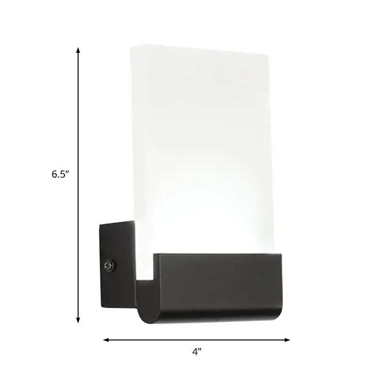 Cuboid LED wall sconce with black castiron frame and frost shade, 6.5x4 in Tampa Store on Tampa Home & Garden Store
