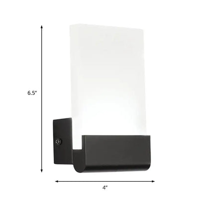 Cuboid LED wall sconce with black castiron frame and frost shade, 6.5x4 in Tampa Store on Tampa Home & Garden Store