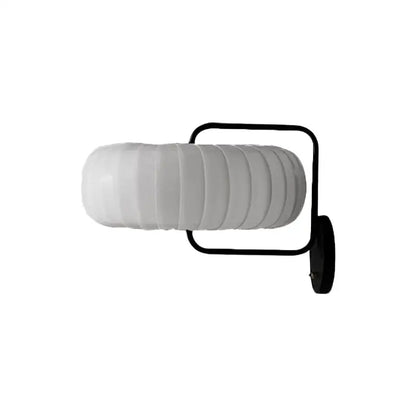 Black Pumpkin Wall Sconce by Decorbites with black metal frame and white ribbed glass shade on Tampa Home & Garden Store