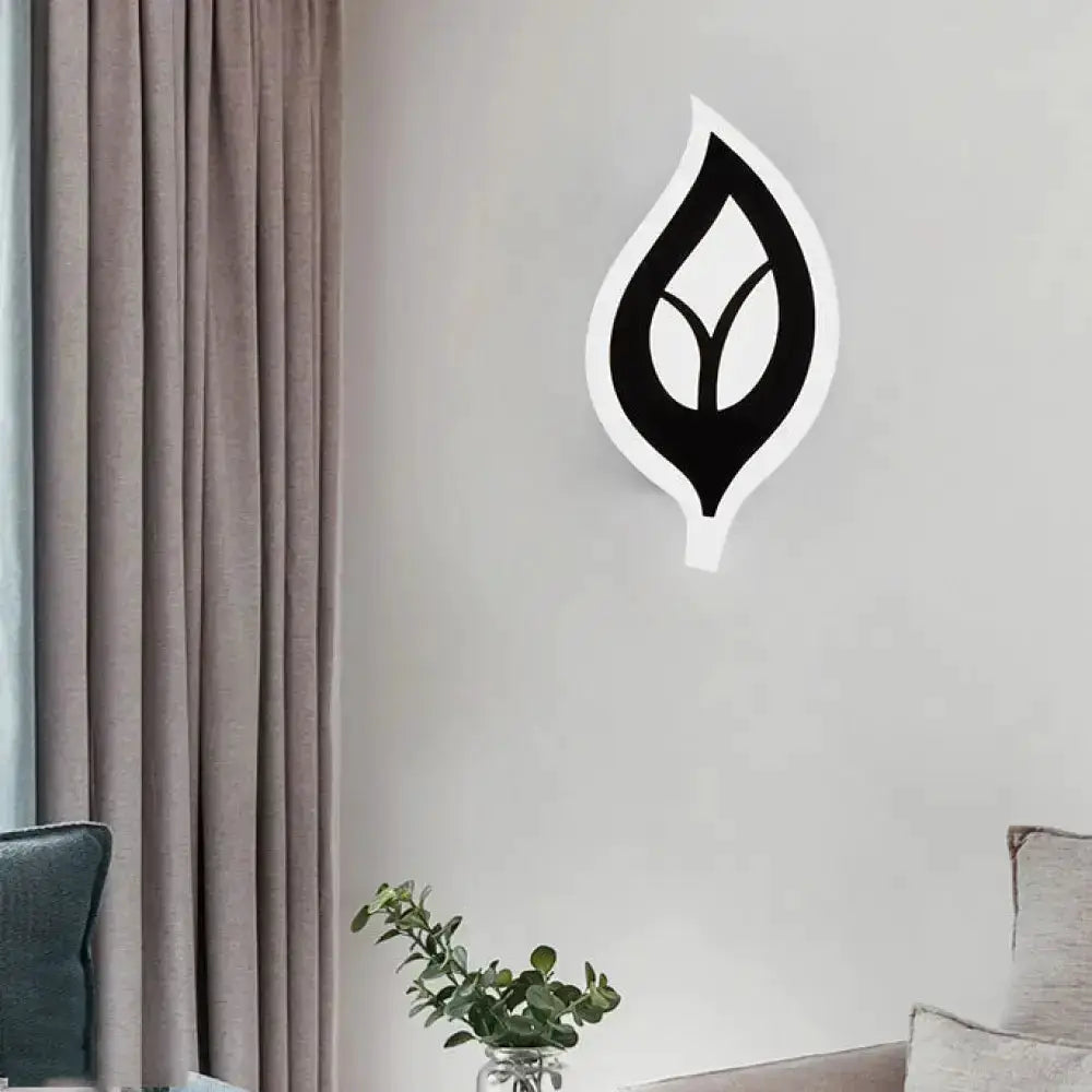Modern Black and White Leaf Sconce Light