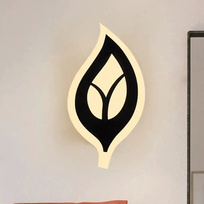 Modern Black and White Leaf Sconce Light