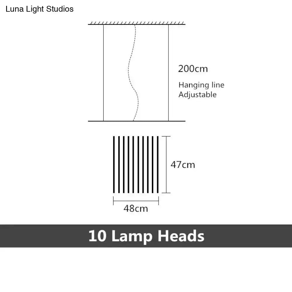 Modern black and white LED chandelier pendant light with 10 lamp heads, 200 cm hanging on Tampa Home & Garden Store
