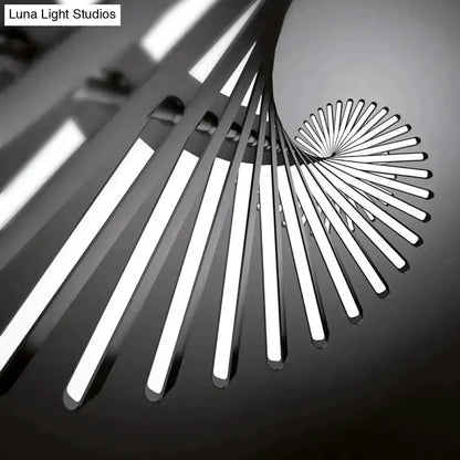 Modern black and white LED chandelier pendant light with spiral slats on Tampa Home & Garden Store