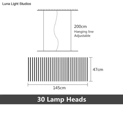 Modern black and white LED chandelier pendant light with 30 lamp heads, 145cm wide by 47cm tall on Tampa Home & Garden Store