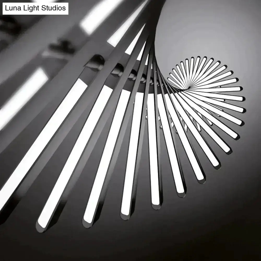 Decorbites modern black and white LED chandelier pendant light with radial spiral bars on Tampa Home & Garden Store