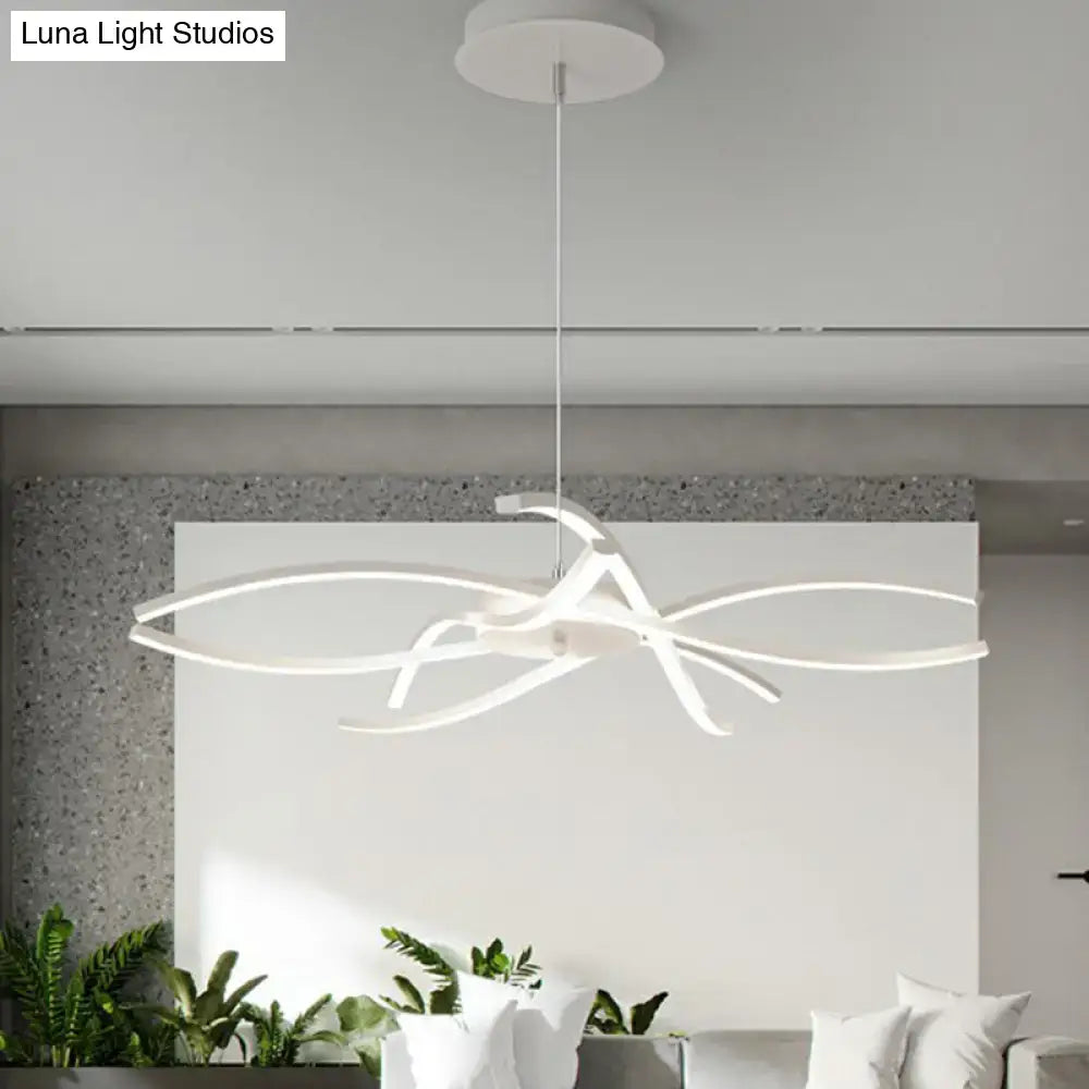 Decorbites white floral LED chandelier with sculptural ribbon arms ceiling mount on Tampa Home & Garden Store
