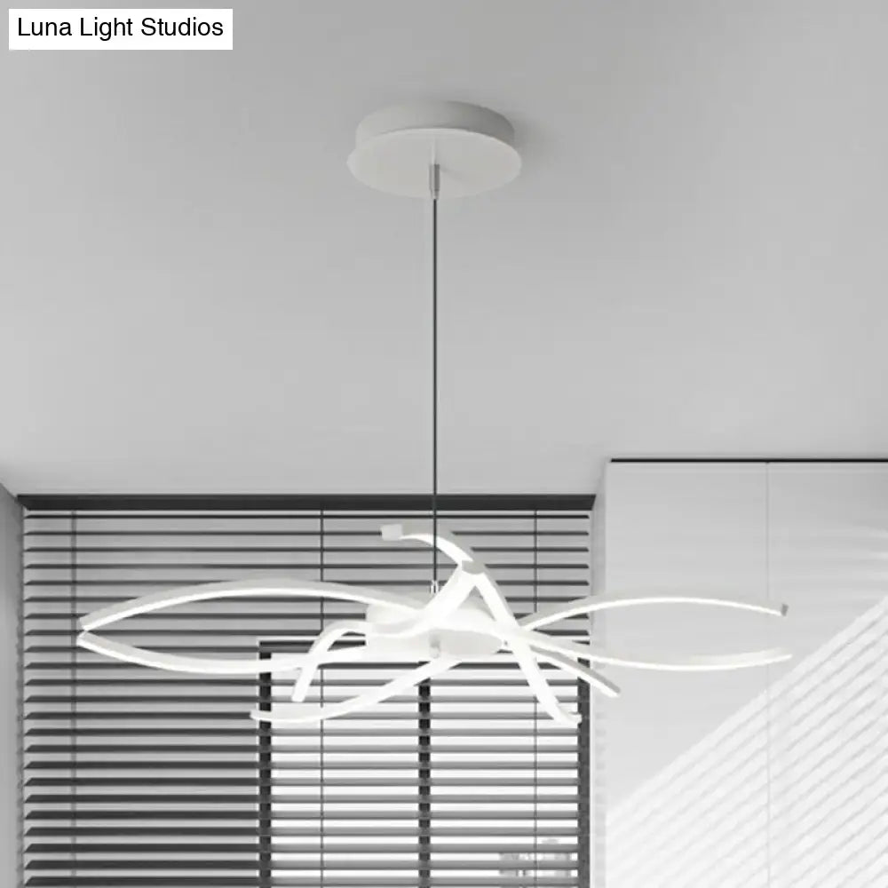 Black Floral LED Chandelier by Decorbites, modern pendant with sculptural white LED loops on Tampa Home & Garden Store