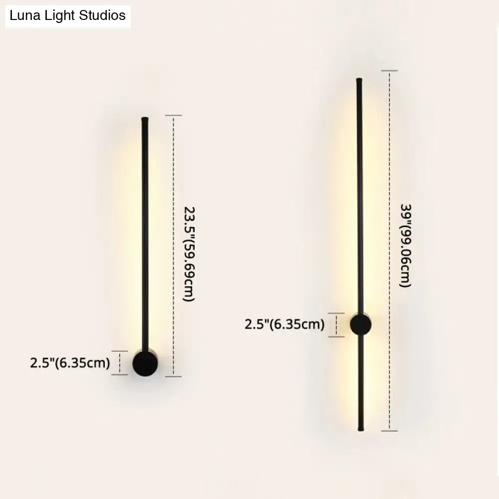 Decorbites black & white LED metal wall sconce for living room, vertical bar with round mount, two heights on Tampa Home & Garden Store