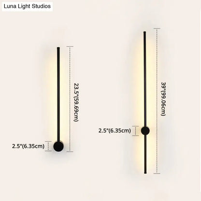 Decorbites black & white LED metal wall sconce for living room, vertical bar with round mount, two heights on Tampa Home & Garden Store