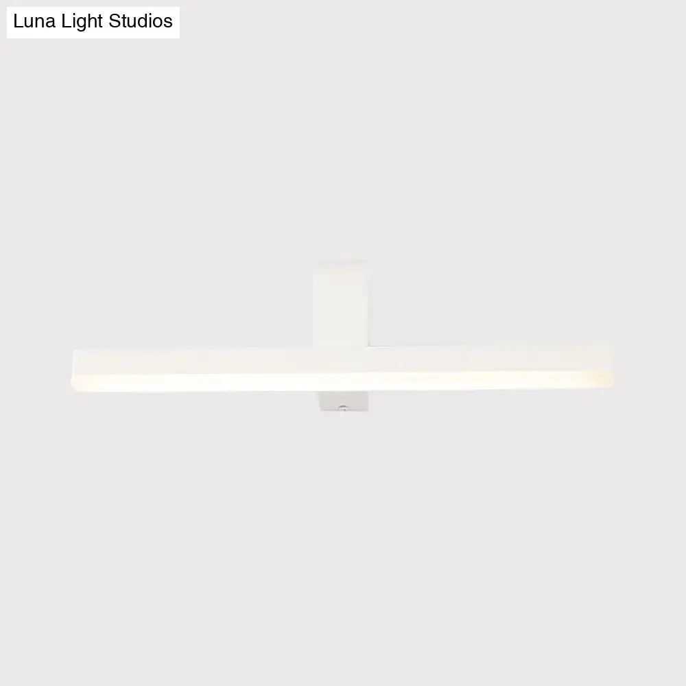 White metal bathroom sconce with horizontal bar and central mount Decorbites on Tampa Home & Garden Store