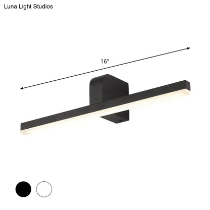 Black metal bathroom sconce, 16-inch horizontal bar, Decorbites brand, matte black finish on Tampa Home & Garden Store