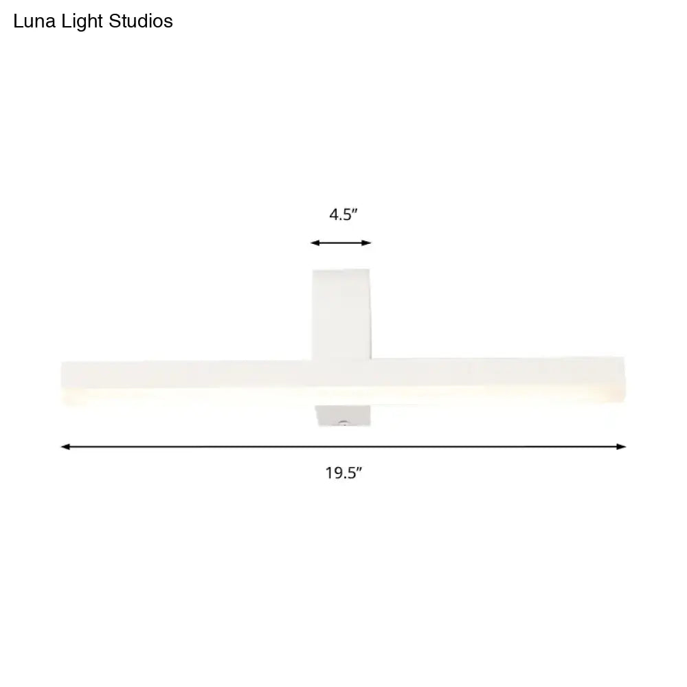 Metal modern vanity light bar in white finish, 19.5in wide with 4.5in mounting stem on Tampa Home & Garden Store