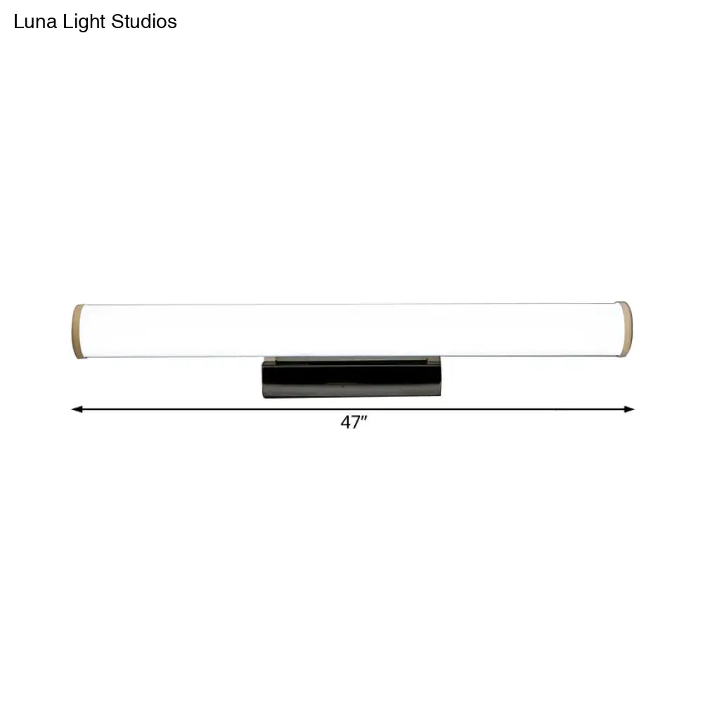 Modern black & white LED vanity light sconce by Decorbites, 47in long with brass end caps on Tampa Home & Garden Store