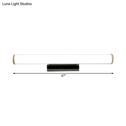 Modern black & white LED vanity light sconce by Decorbites, 47in long with brass end caps on Tampa Home & Garden Store