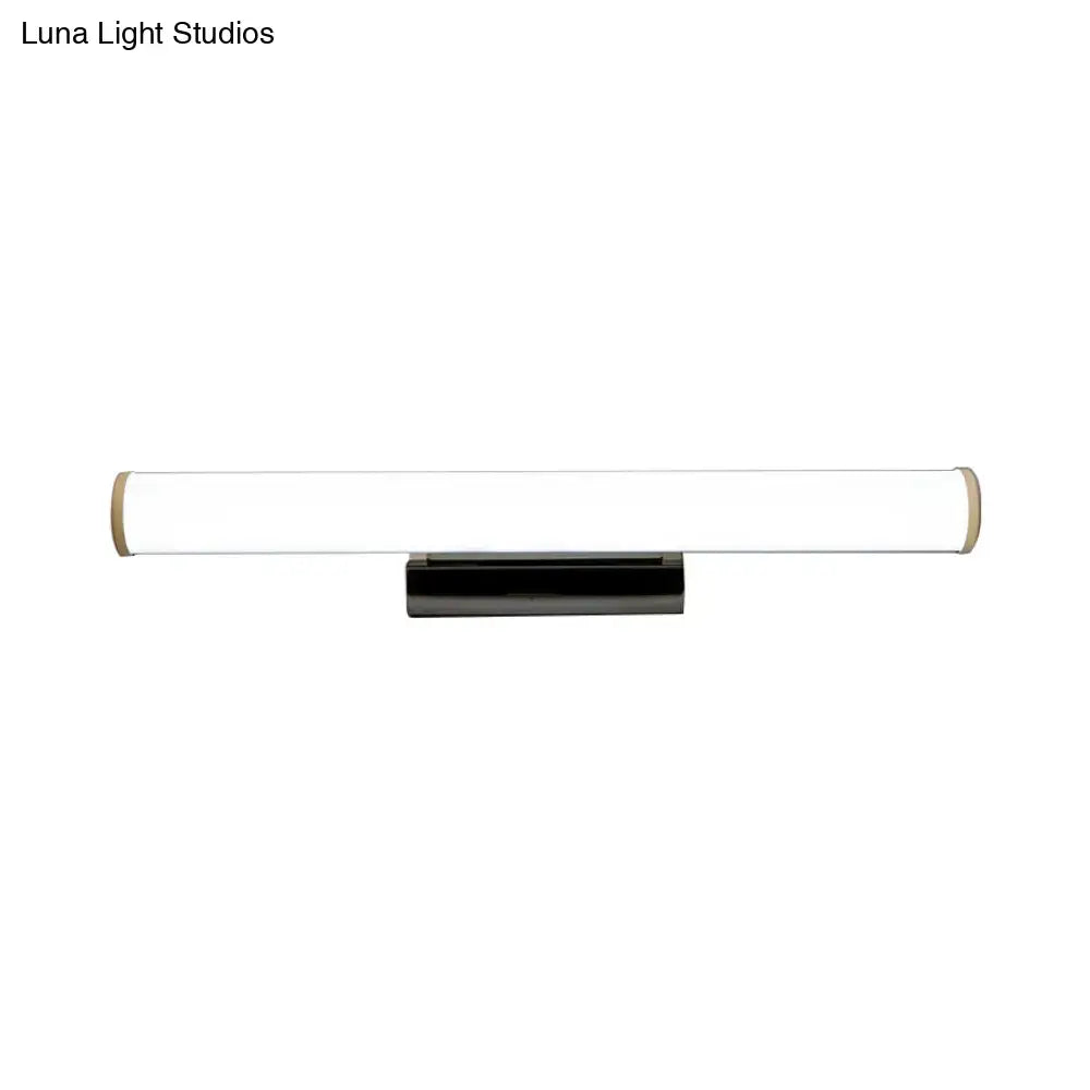 Modern LED vanity light with white diffuser bar, black base, gold end caps by Decorbites on Tampa Home & Garden Store