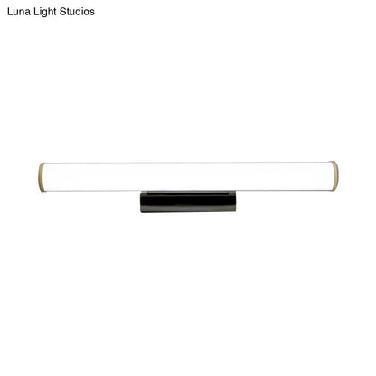 Modern LED vanity light with white diffuser bar, black base, gold end caps by Decorbites on Tampa Home & Garden Store