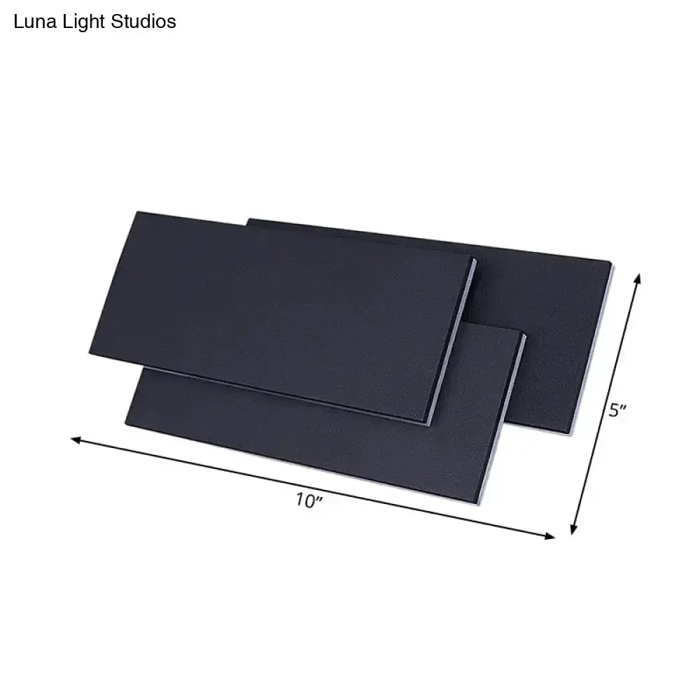 Decorbites black & white LED wall lamp with layered rectangular panels 10in long 5in high on Tampa Home & Garden Store