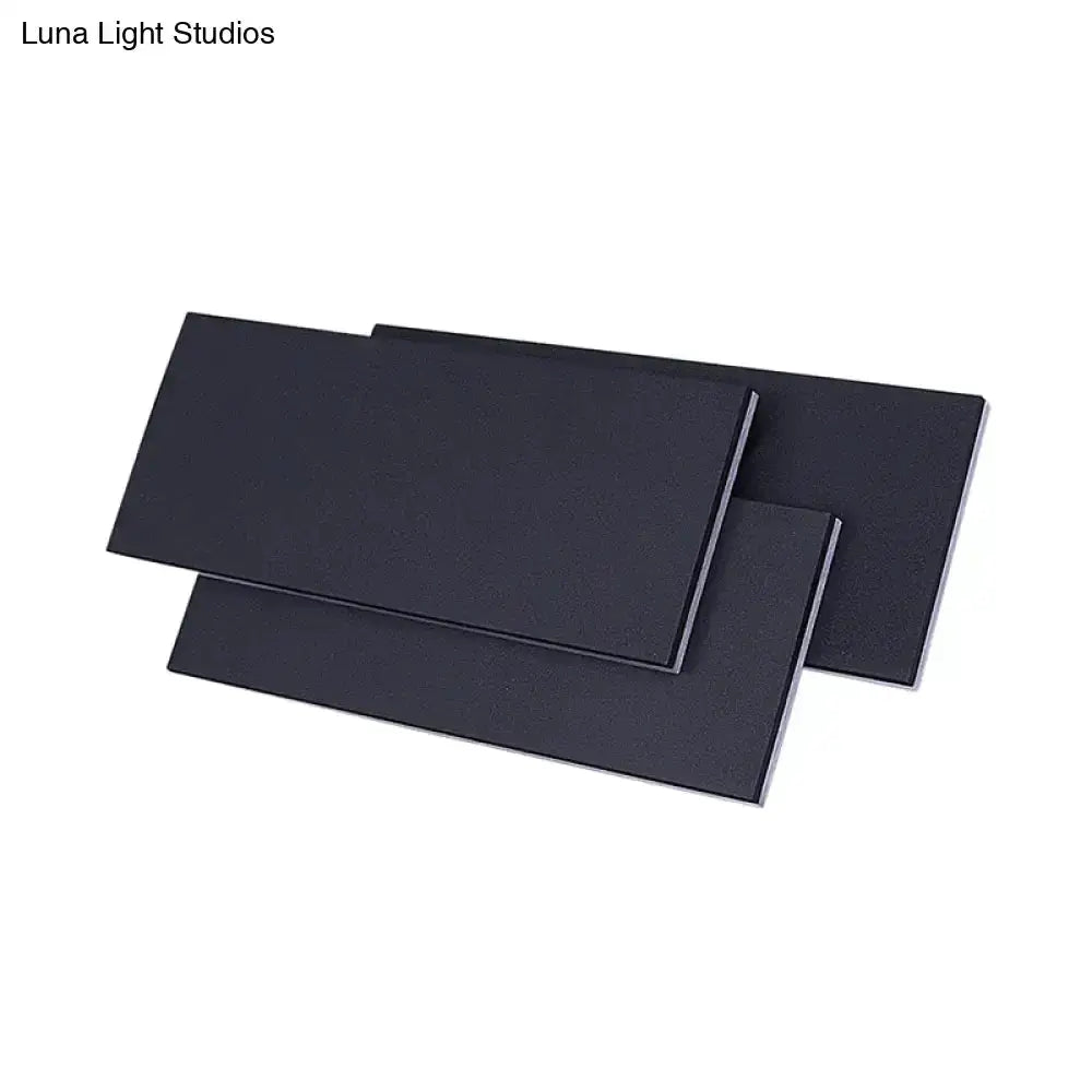 Modern black LED wall lamp with 3-panel overlapping rectangular design for bedroom Decorbites on Tampa Home & Garden Store