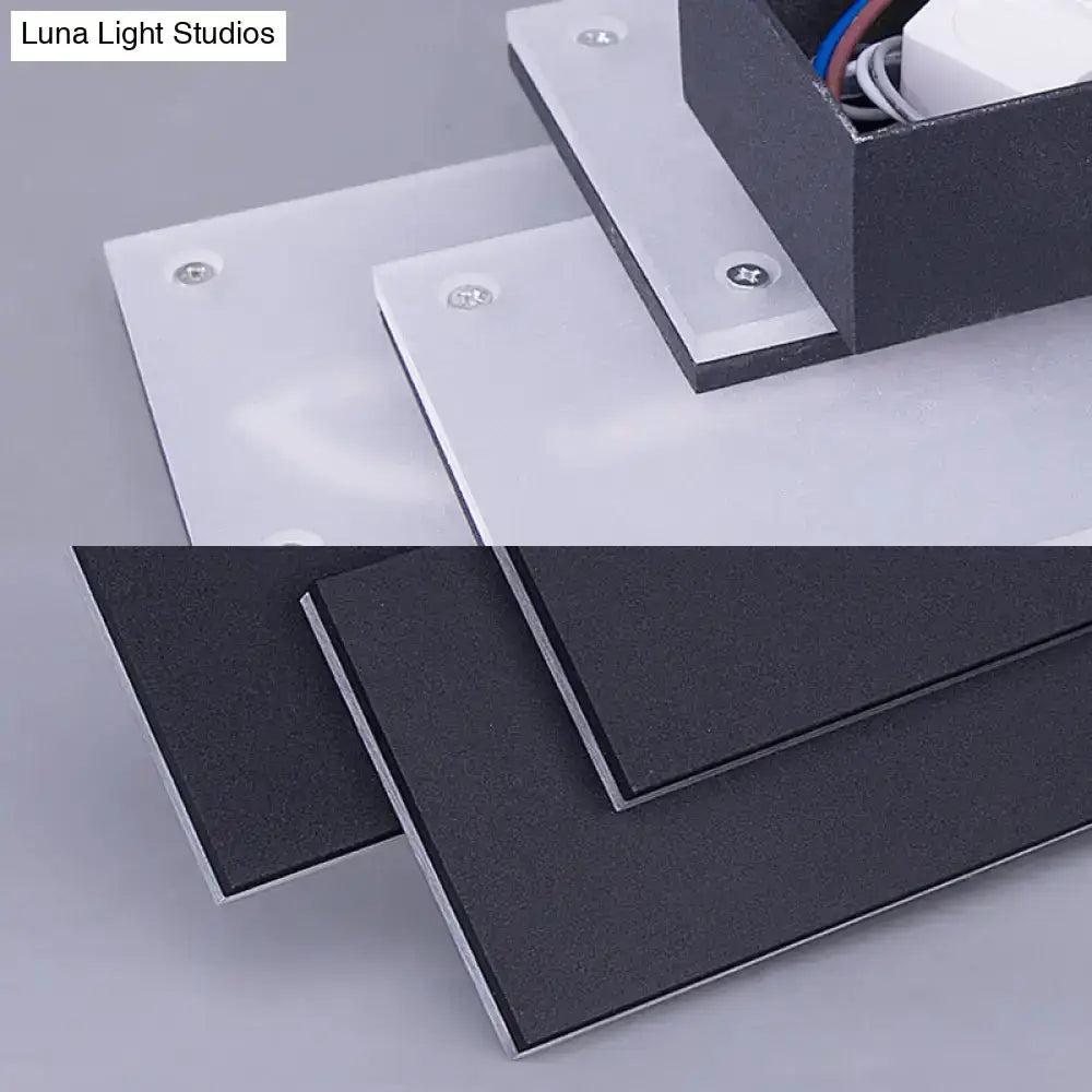 LED wall lamp Decorbites modern black and white with layered metal frame 5in height on Tampa Home & Garden Store
