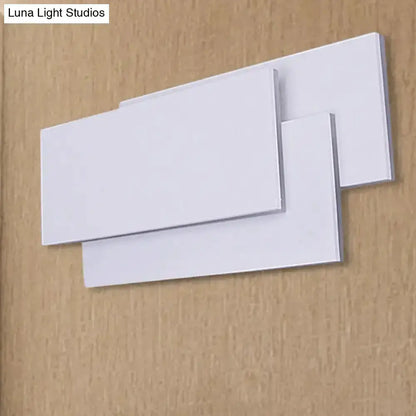 White LED wall lamp bedroom fixture with overlapping panels, 5in height, Decorbites on Tampa Home & Garden Store