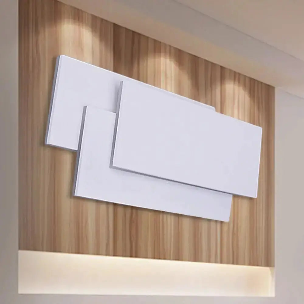 Modern LED wall lamp with overlapping white rectangular panels by Decorbites on Tampa Home & Garden Store