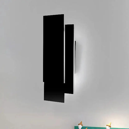 Modern black and white LED wall lamp bedroom fixture, 5in height, slim vertical design on Tampa Home & Garden Store