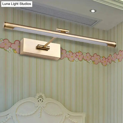 Modern 18-inch LED wall sconce with white diffuser and brass ends by Decorbites on Tampa Home & Garden Store