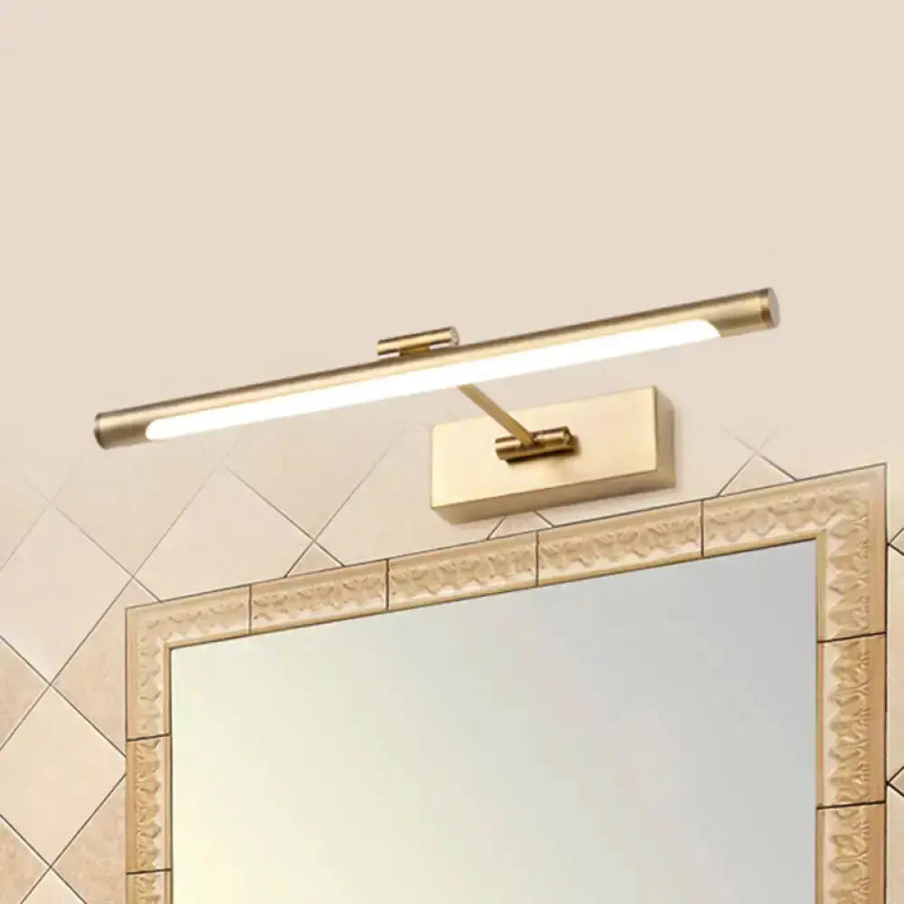Brass LED wall sconce bar, 18-inch bathroom light fixture mounted above mirror on Tampa Home & Garden Store