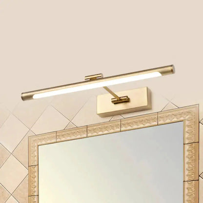 Brass LED wall sconce bar, 18-inch bathroom light fixture mounted above mirror on Tampa Home & Garden Store