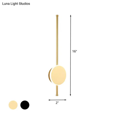 White LED Natural Tone Wall Sconce by Decorbites with gold rod and cream round face, 16in tall on Tampa Home & Garden Store
