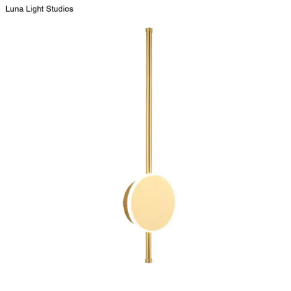 White LED Natural Tone Wall Sconce by Decorbites featuring gold vertical rod and round frosted disc on Tampa Home & Garden Store