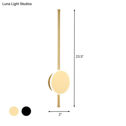 White LED Natural Tone Wall Sconce by Decorbites with gold vertical rod and round pale shade on Tampa Home & Garden Store