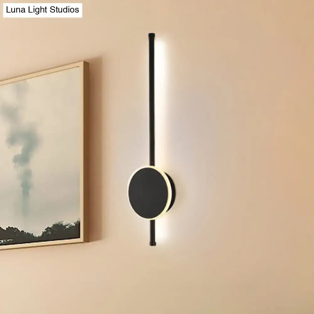 Decorbites White LED Natural Tone Wall Sconce with black metal rod and circular wall mount on Tampa Home & Garden Store