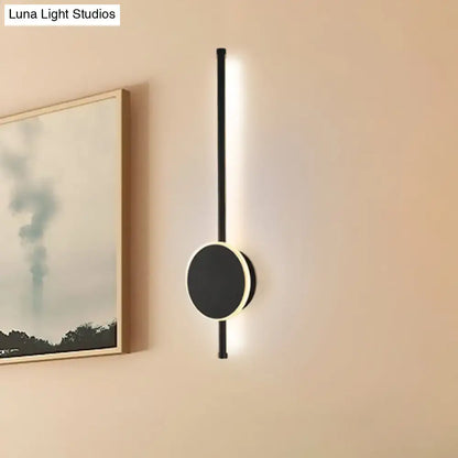 Decorbites White LED Natural Tone Wall Sconce with black metal rod and circular wall mount on Tampa Home & Garden Store