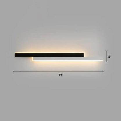 Linear LED wall light in black & white by Decorbites, 39in long, 4in high for corridor on Tampa Home & Garden Store