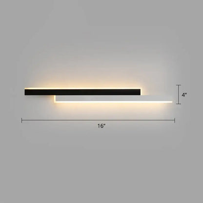 Black and white linear LED wall light for corridor Decorbites, 16-inch long, 4-inch tall on Tampa Home & Garden Store