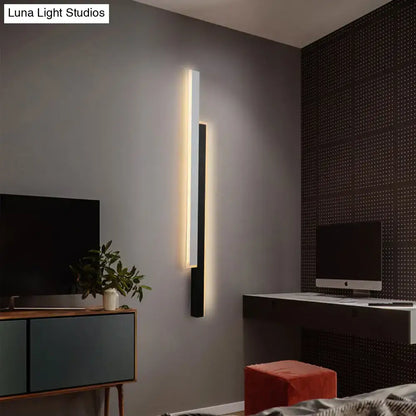 Pair of modern black & white vertical linear LED corridor wall lights, warm glow, Decorbites on Tampa Home & Garden Store