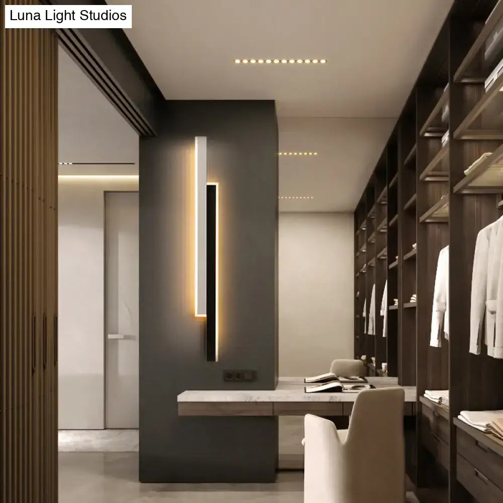 Decorbites modern black and white linear LED wall light for corridor, vertical panel glow on Tampa Home & Garden Store