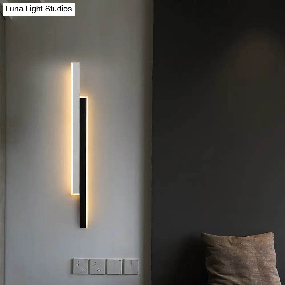 Linear LED wall light for corridor, black and white slim vertical design with warm glow on Tampa Home & Garden Store