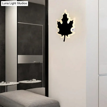 Black White Maple Sconce by Decorbites, wall-mounted maple leaf silhouette with warm backlight on Tampa Home & Garden Store