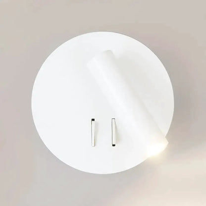 White metal wall lamp sconce by Decorbites with round backplate and slim vertical accents LED on Tampa Home & Garden Store