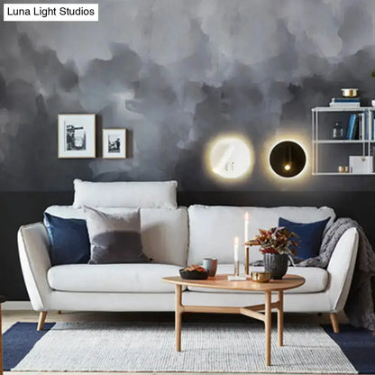 Modern black and white metal wall lamp LED sconce set of 2 by Decorbites in living room on Tampa Home & Garden Store