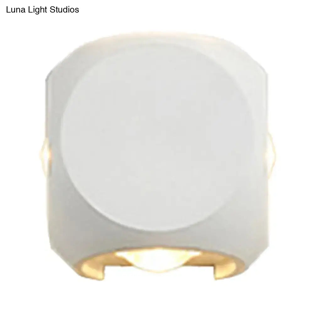 Mini Cube Wall Sconce by Decorbites, white frosted cube with warm glow on Tampa Home & Garden Store