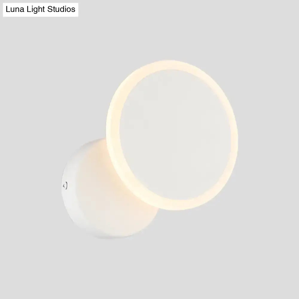 Black White LED sconce with circular halo ring and white mounting base on Tampa Home & Garden Store