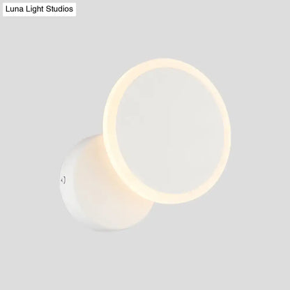 Black White LED sconce with circular halo ring and white mounting base on Tampa Home & Garden Store